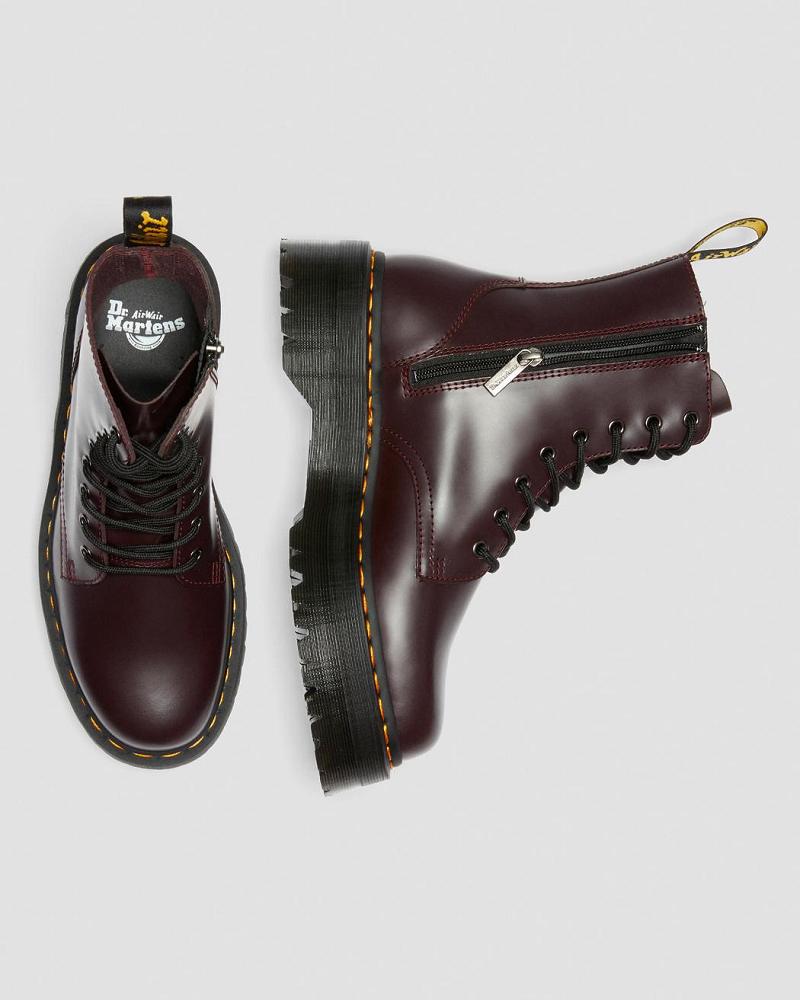 Botas Plataforma Dr Martens Jadon Smooth Cuero Mujer Vino | MX 535BEX